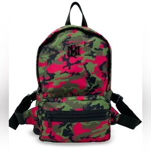 Badgley Mischka Pink Camouflage Nylon Backpack with Detachable Fanny Pack